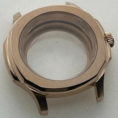Rose Gold 42mm Polished Watch Case with Sapphire Glass, compatible with NH35 NH36 SKX SRPD