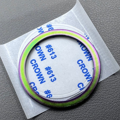 Rainbow metal convex bezel insert with raised numerals, 38mm fit for Yacht Series watch, stylish accessory.