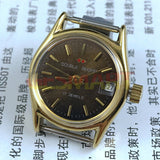 Double Rhomb Single Calendar Manual Mechanical Lady Watch Golden Coffee Dial