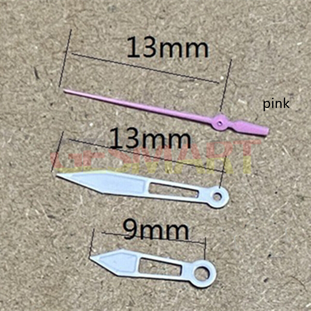 Pink 13mm hollow second hands for Miyota 2315 watch movements, stylish watch accessory.