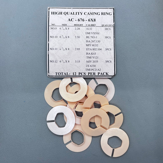 #AC-676-6X8 12 PIECES 4 Ligne Sizes Movement Casing Ring Holder Case Spacer