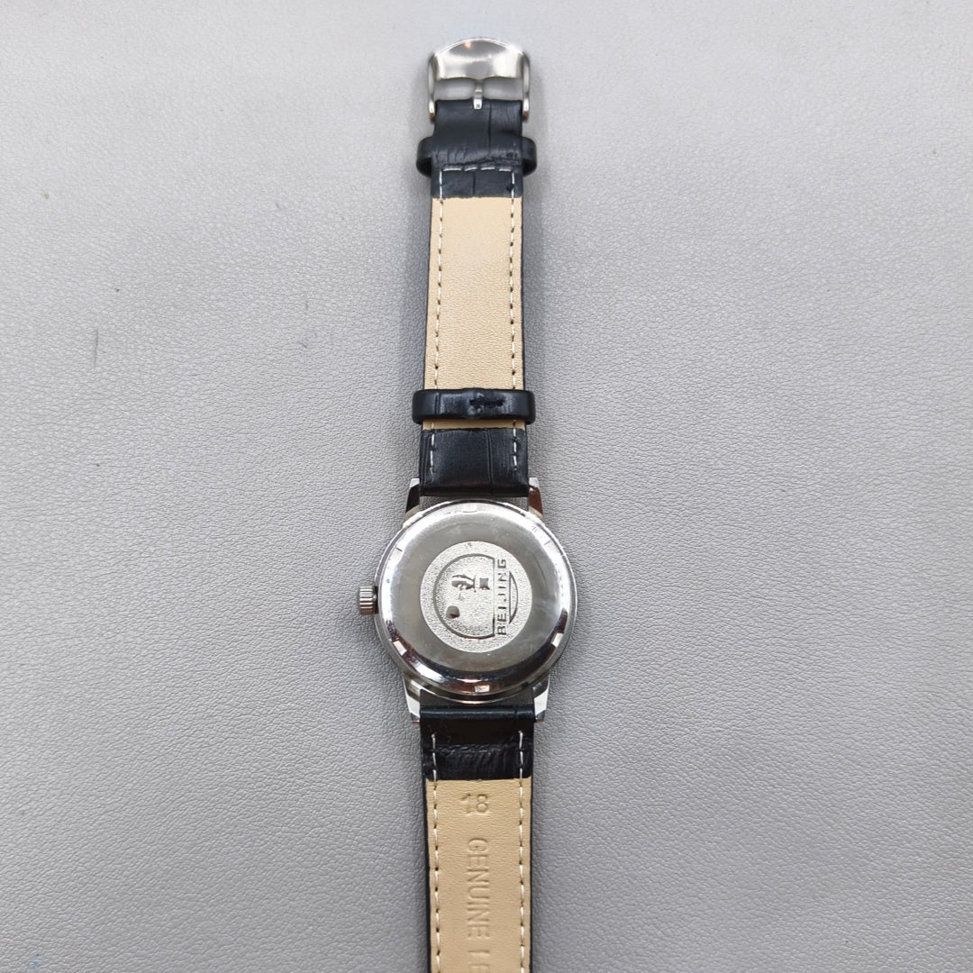 36mm Black Strap Beijing Double Rhomb Manual Mechanical Watch
