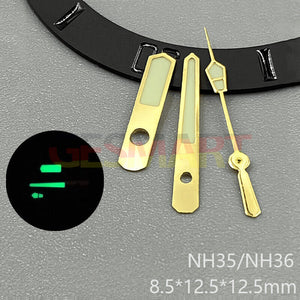 Golden Trim Strong Green Luminous Watch Hands for NH35 NH36 NH38 NH70 NH71 NH72