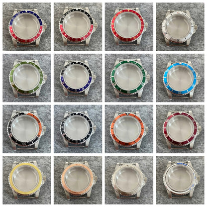 39.5mm Steel Watch Case Retro Flat Mirror Case Sapphire Crystal Fit NH35 NH36