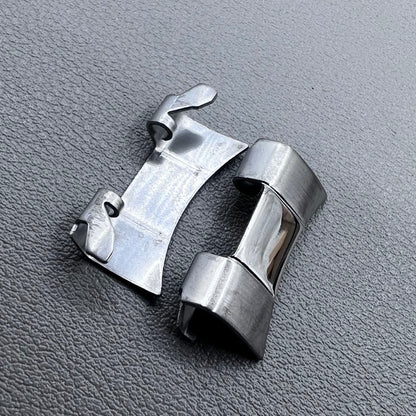 4 PIECES Silver S/S Curved End Links Spring Bars Bracelet Watch Band Strap