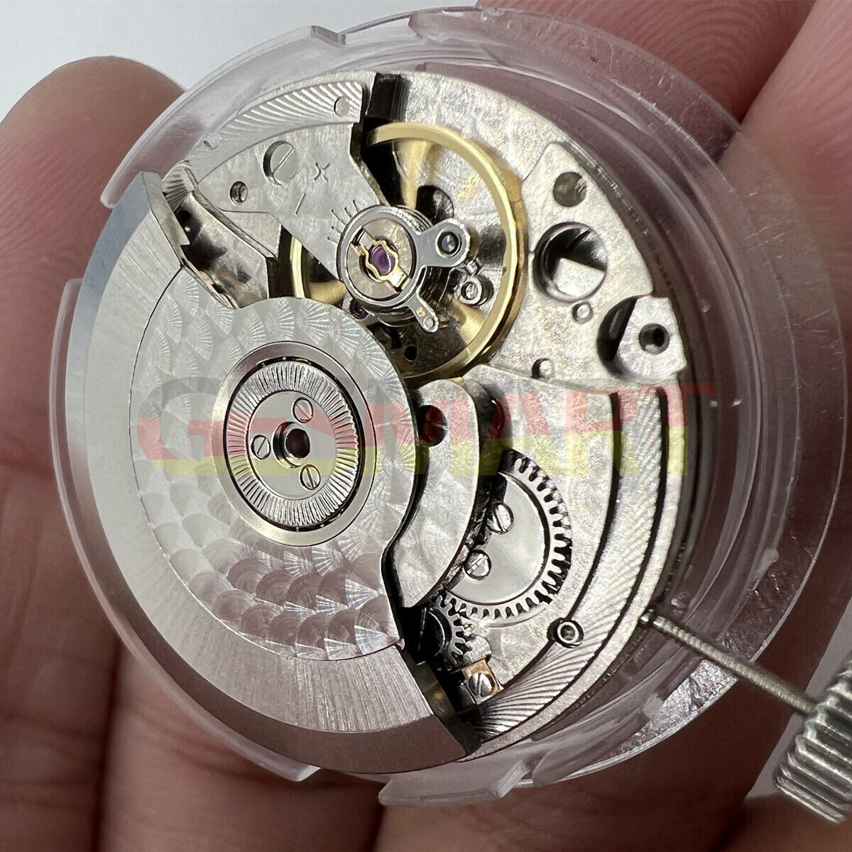 Seagull ST25 automatic watch movement with small second at 9H, perlage finish, for precise repairs.