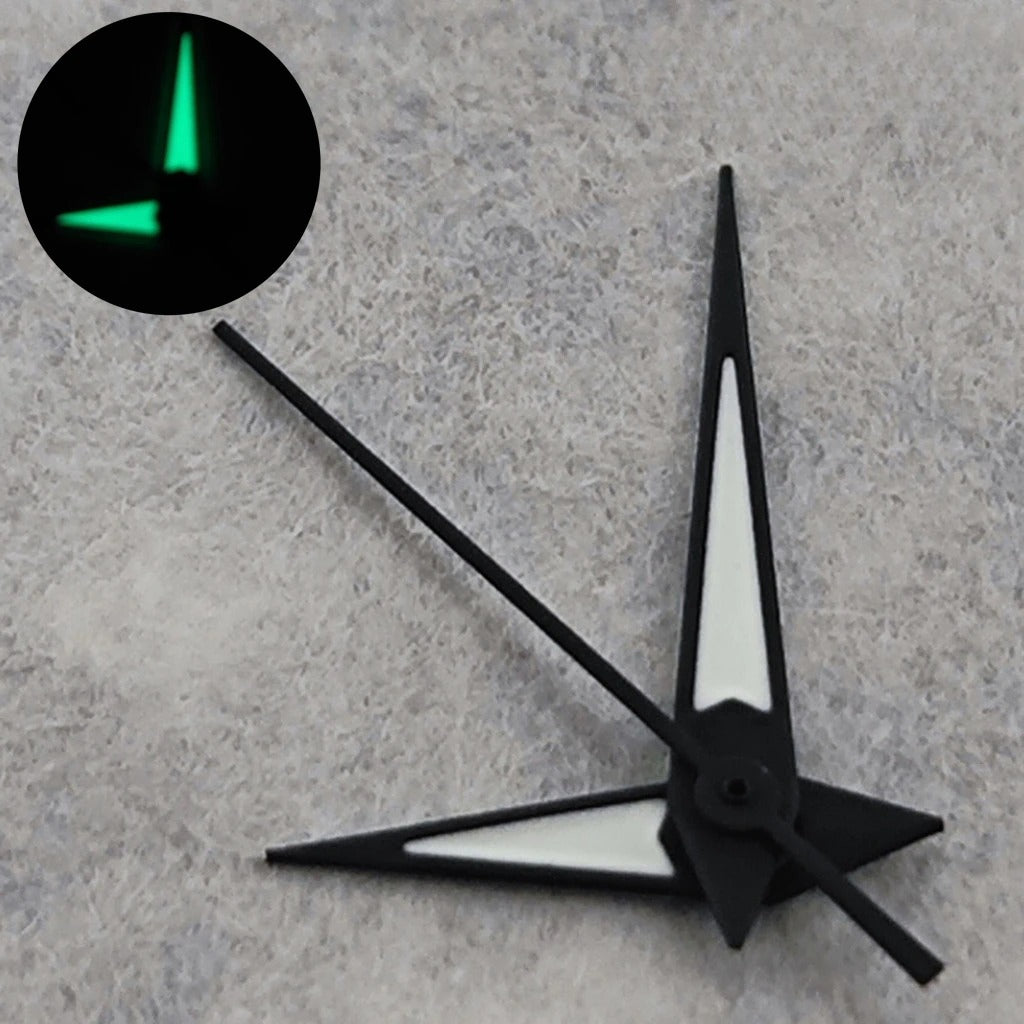 Black Tone Watch Hands with C3 Green Lume for NH34 NH35 NH36 Sports Watch Mod