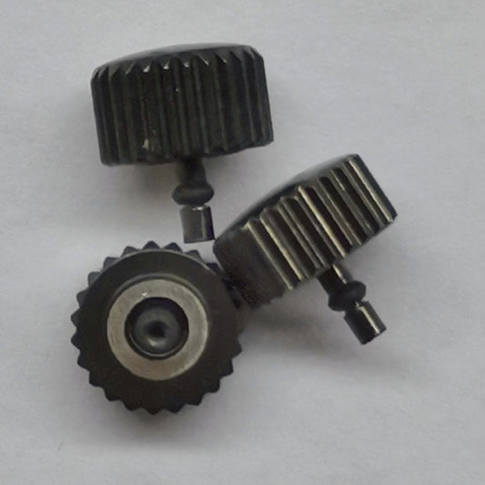 Original Japan-made black watch crown for Seiko 5M84A, durable replacement part enhancing watch functionality.