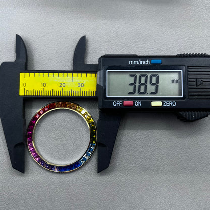 39mm Gold Trim Imitation Diamond Gemstone Watch Bezel for VK63 Movement