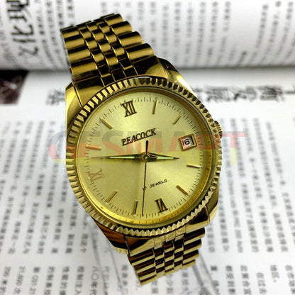 38mm Peacock manual mechanical watch with 17 jewels, single calendar, elegant Chinese craftsmanship.