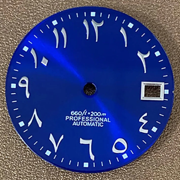 Blue Arabic No Lume 28.5mm Watch Dial Fit For NH35 NH36 Mechanical Movement