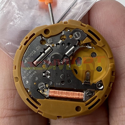 Miyota GP52 Japan Quartz Movement close-up highlighting precise watch mechanism components.