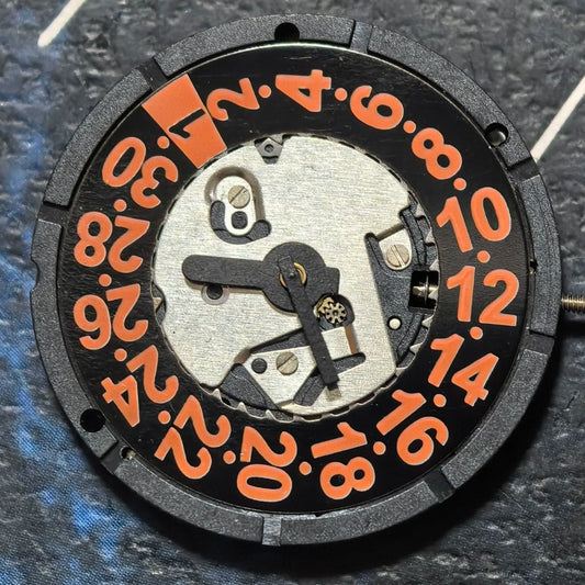 Swiss Made ISA 2330 Quartz Movement 3 Hands Orange Font Date At 3 Watch Part