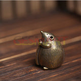 Solid Copper Cute Mouse Trinket Censer Hand Carved Bronze Model Figurines