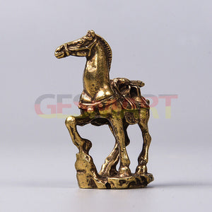 Solid Copper Horse Trinket Vintage Handmade Hand Carved Bronze Model Figurines