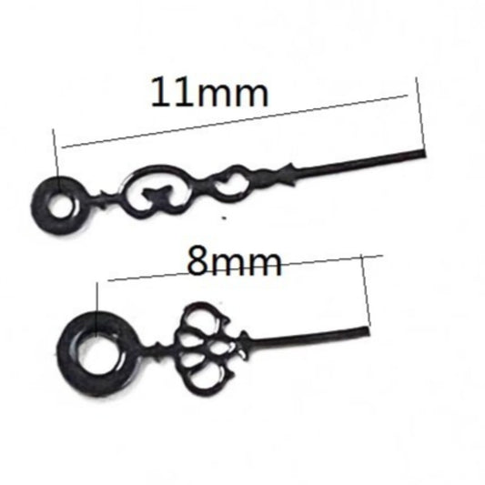 Black 11x8mm floral watch hands compatible with Ronda 763, 762, 751, 1062, 1063 movements.