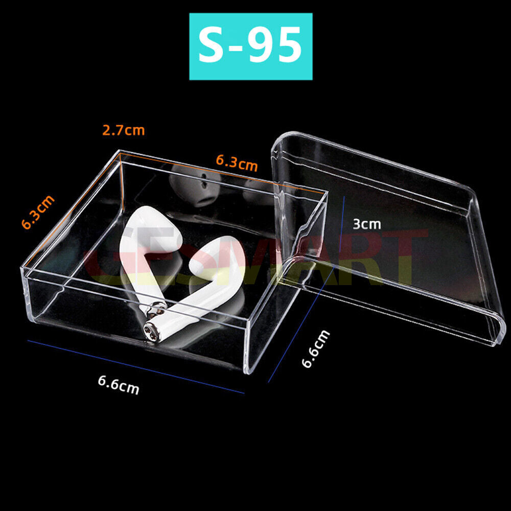 Boîte à outils carrée transparente en PS, 10 pièces, 66 x 66 mm, avec couvercle et base