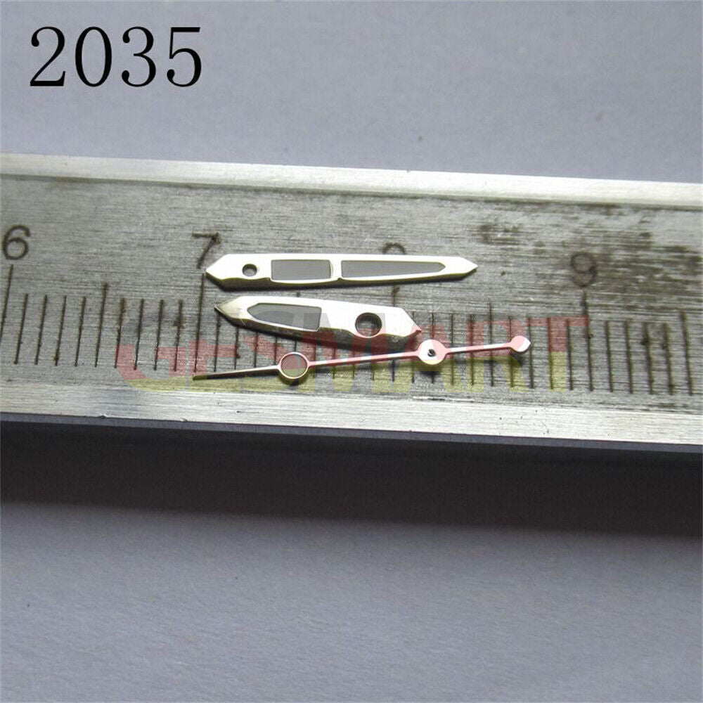 Green luminous watch hands set compatible with Miyota 2035, 2115, 2105, 2305 movements for precise timekeeping.