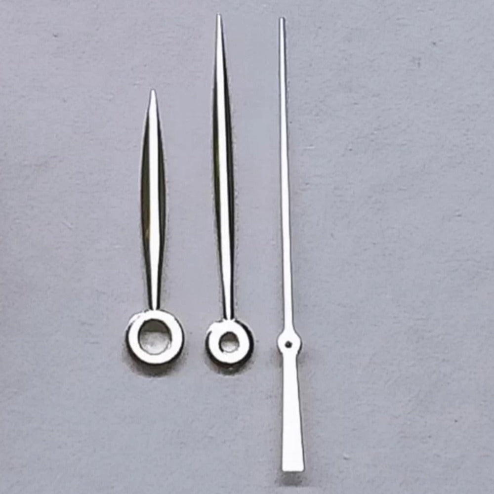Silver watch hands for IWC Portugal, sized 12x16x16mm, compatible with ETA 2892, 2824, 2834, 2836, 2846 movements.