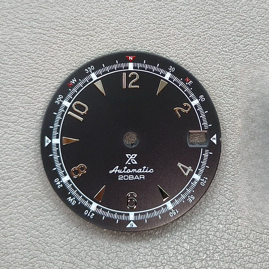 28.5mm Green Lume Black Modified Watch Dial For NH35 NH36 Silver Nail