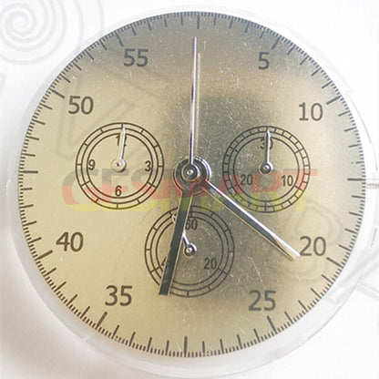 China Made 7750 mechanical watch movement with small seconds at 3, 6, and 9 o'clock, no calendar.