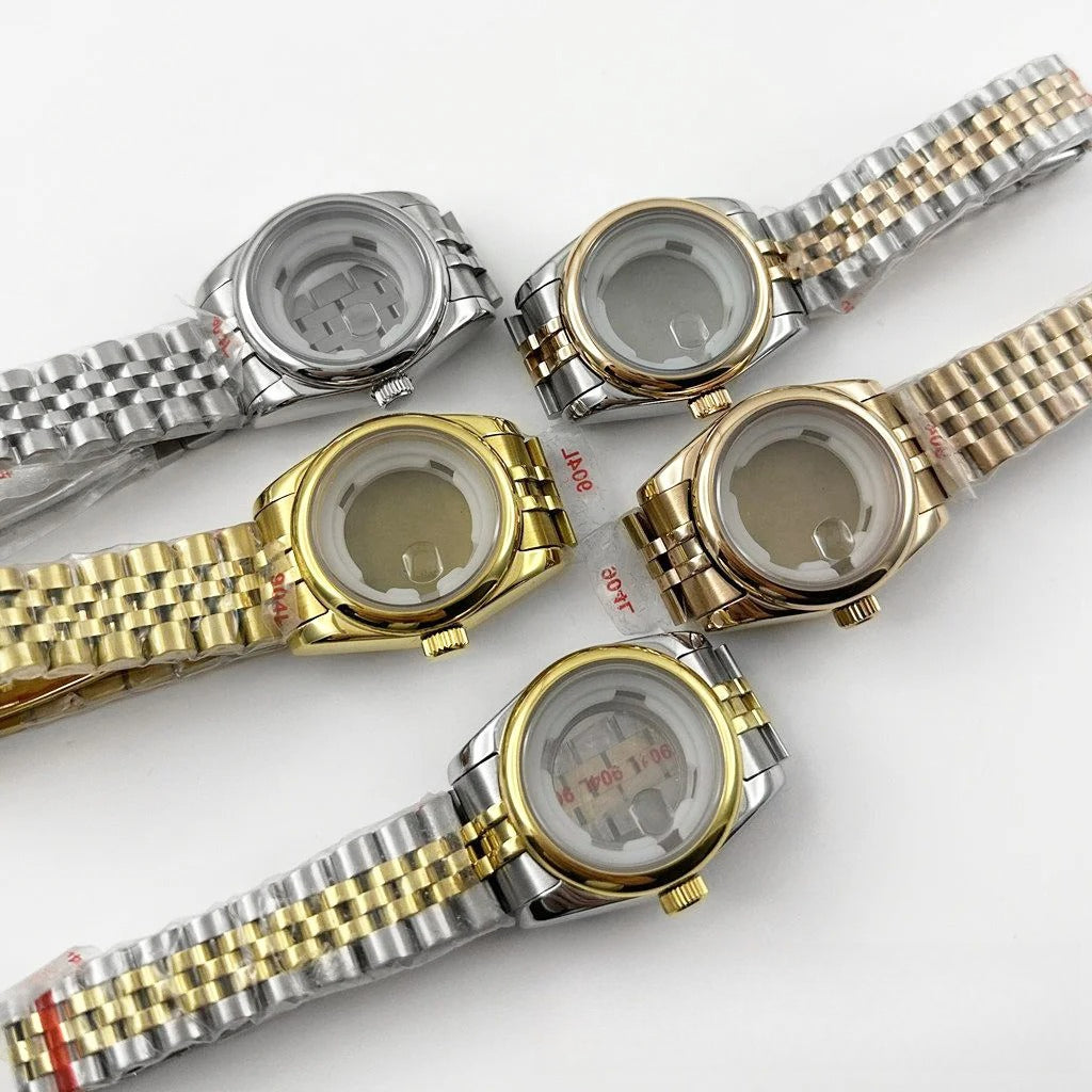 31MM Round Bezel Sapphire Glass Jubilee bracelet Watch Case Ladies Fit NH05 NH06