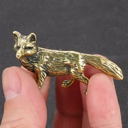 Solid copper fox trinket with vintage bronze finish, hand-carved details, perfect watch accessory charm.