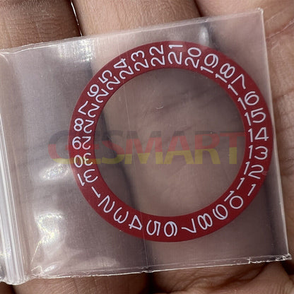 Red background date wheel with white font, compatible with Miyota NH35 NH36 movements, watch accessory.