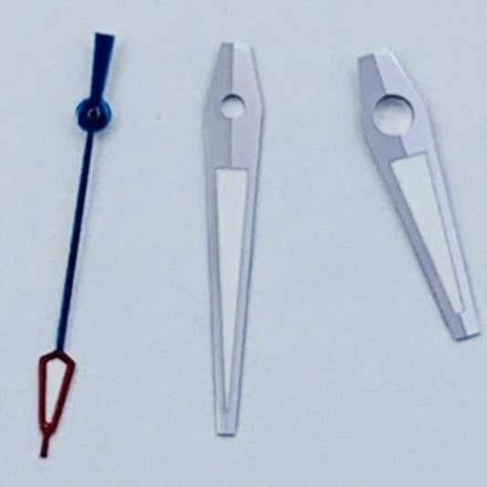 Silver trim lume blue and red second hands set for NH34 NH35 NH36 watches, precise and durable.