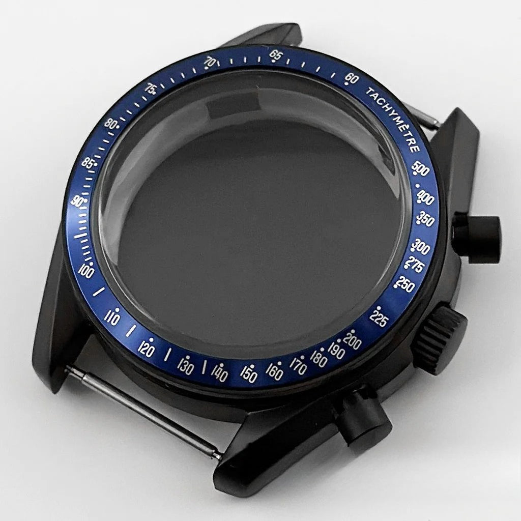 PVD Black 40mm Men's Watches Metal Watch Case For VK63 VK64 for 20mm Strap