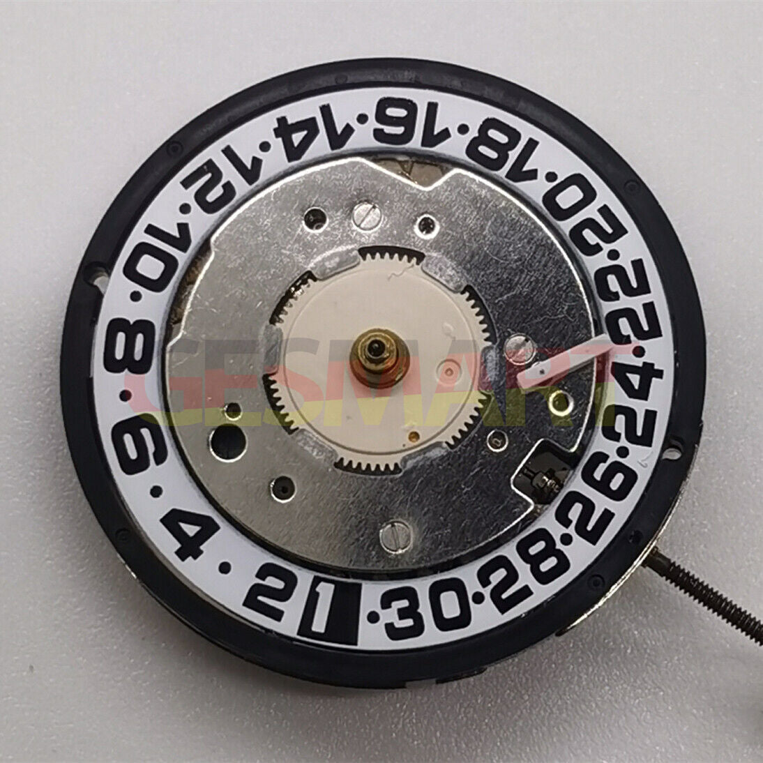 Swiss Made ISA8176A quartz watch movement with white dial, perfect for precise timekeeping in watch repairs.