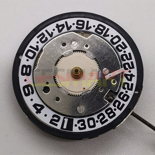 Swiss Made ISA8176A quartz watch movement with white dial, perfect for precise timekeeping in watch repairs.