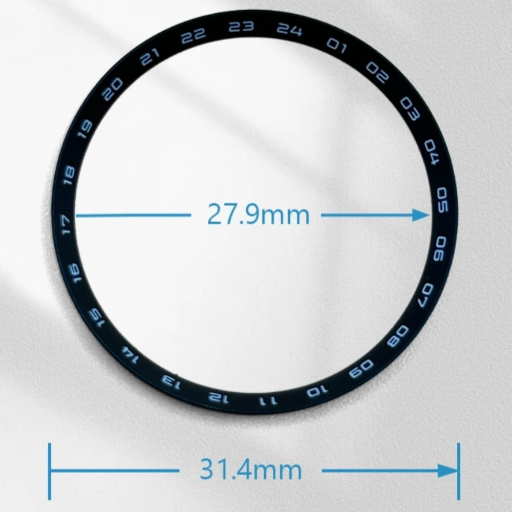 Black metal chapter ring for watch repair, 31.4x27.9mm, durable replacement part for precise restoration.