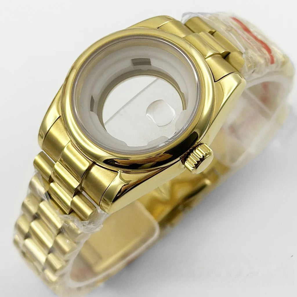 31MM Round Bezel Sapphire Glass Presidential bracelet Watch Case for NH05 NH06