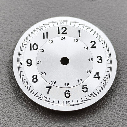 Silver Pilot 29mm Nologo Watch Dial Face for NH35 NH36 Movement