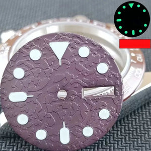 28.5mm Green Lume Bumpy Metal White Painted Nail Purple Watch Dial for SKX007 NH36