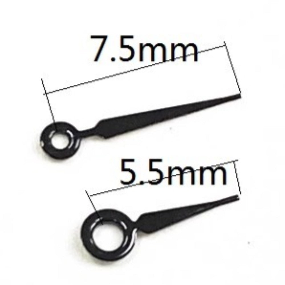 7.5x5.5mm black watch hands compatible with Ronda 763, 762, 751, 1062, 1063 movements, sleek design