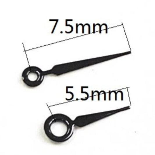 7.5x5.5mm black watch hands compatible with Ronda 763, 762, 751, 1062, 1063 movements, sleek design