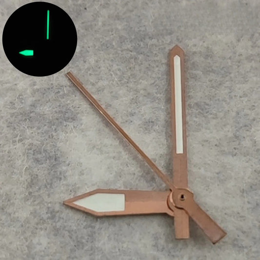 Rose Gold luminous watch hands set by C3, compatible with NH35 NH36 4R36 7S26 7009 movements.
