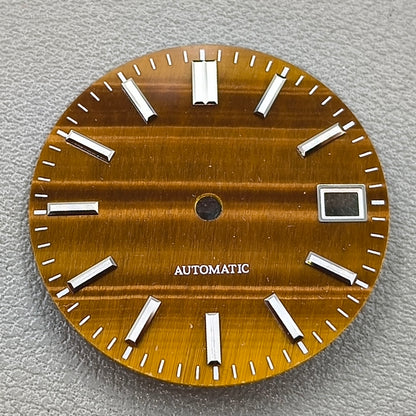 Modified 28.5mm Natural Tiger's Eye Stone No Lume Watch Dial for NH35 NH36