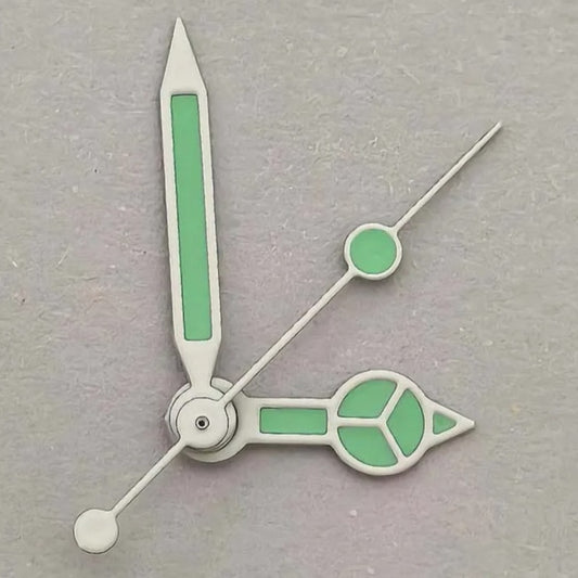 12.5mm Grass Green Painted Watch Hands White Trim Green Lume for NH35/36/4R/7S