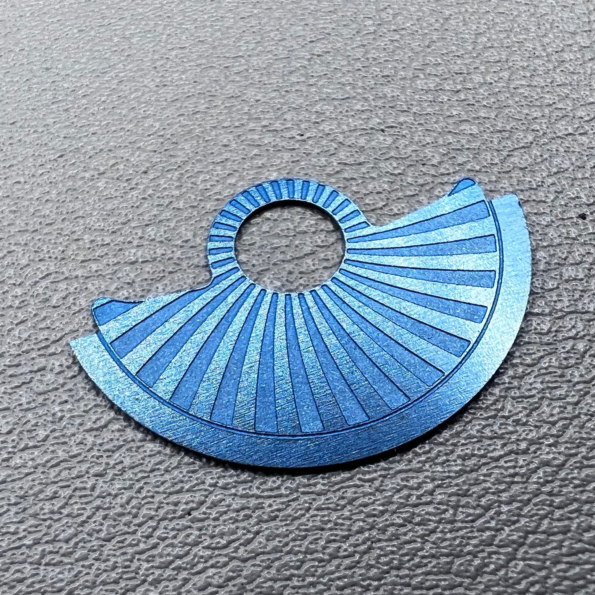 Blue Oblique Wave metal rotor overlay for NH35 NH36 watch movement enhancement.