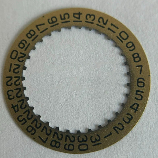 Golden background date disk wheel with black font, compatible with Swiss ETA2000 L592.2 movement, precision fit.