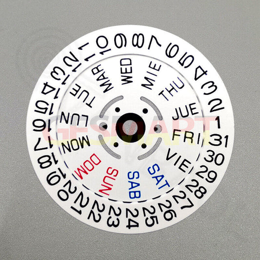 White date and week wheels with Japanese English font for NH36 watch movement, enhancing precision and style.