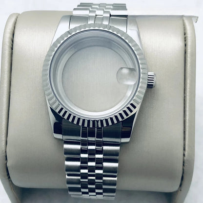 36mm/40mm Fluted Bezel Case Sapphire Glass For Mod  Steel Case Fit Nh35 Nh36