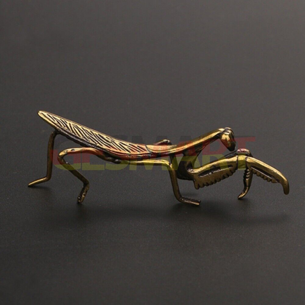 Solid copper Mantis trinket with vintage hand-carved bronze details, perfect watch accessory.