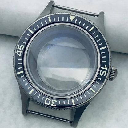 40mm Titanium Watch Case Lume Bezel Double Domed Coated AR Fit NH34/35/36 4R35