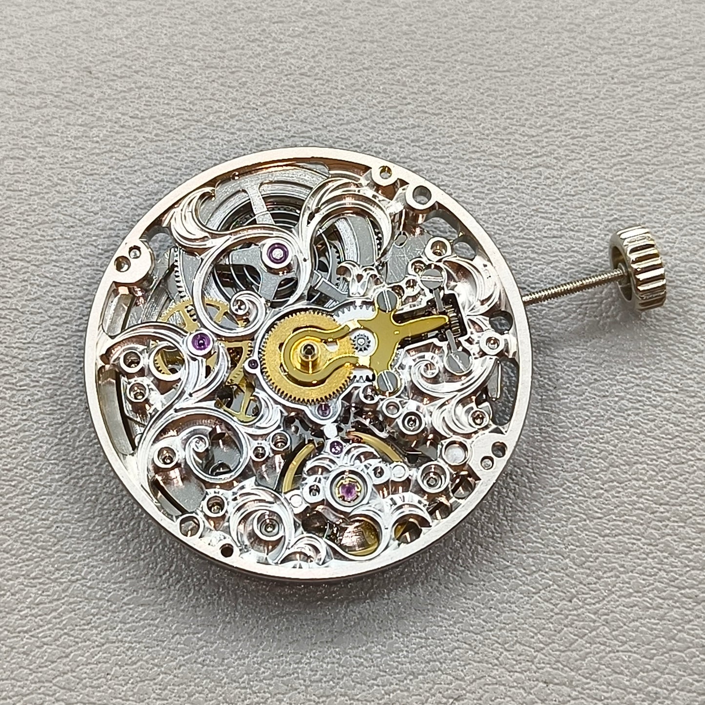 Silver Hollow Carved Automatic Mechanical Movement 7750 Movement