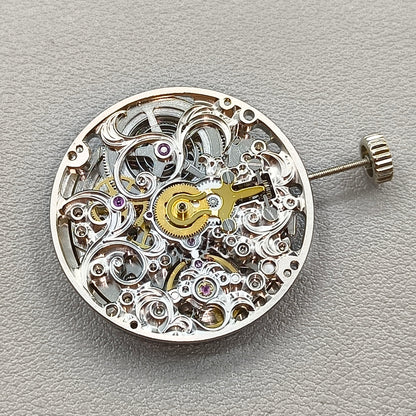 Silver Hollow Carved Automatic Mechanical Movement 7750 Movement