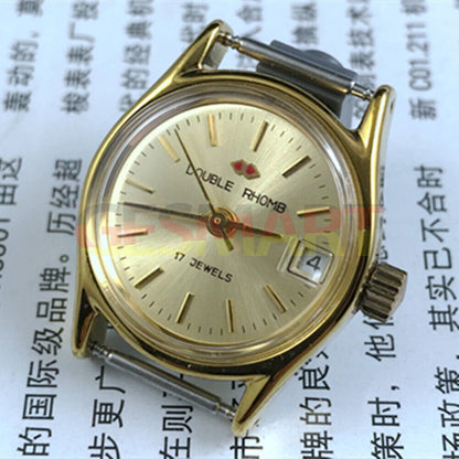 Double Rhomb golden nail watch for women featuring manual mechanical movement and calendar in an elegant case by Double Rhomb.